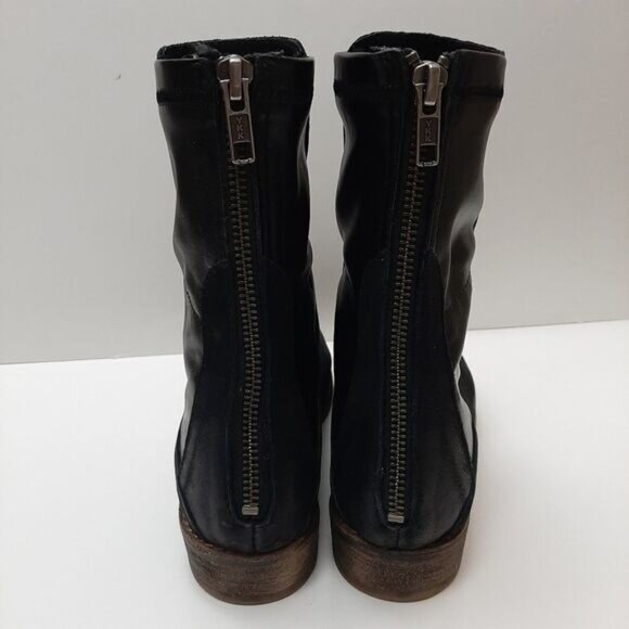 REBELS Mixed Media Short Boots Soft Genuine Leather Modern Black Sz 6 M - Picture 9 of 16